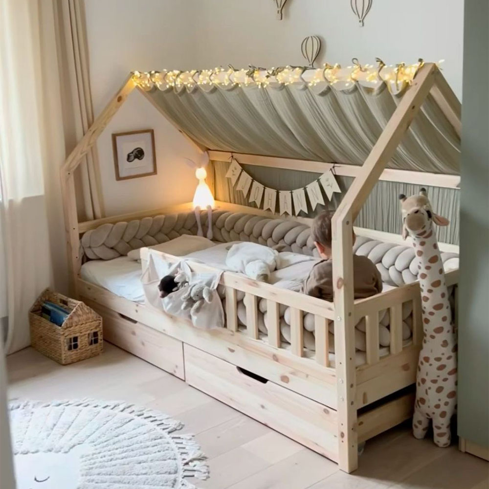 Cama casita con cajones
